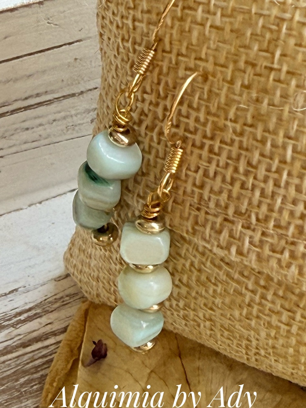 Alquimia Gold & Seafoam Bead Drop Earrings